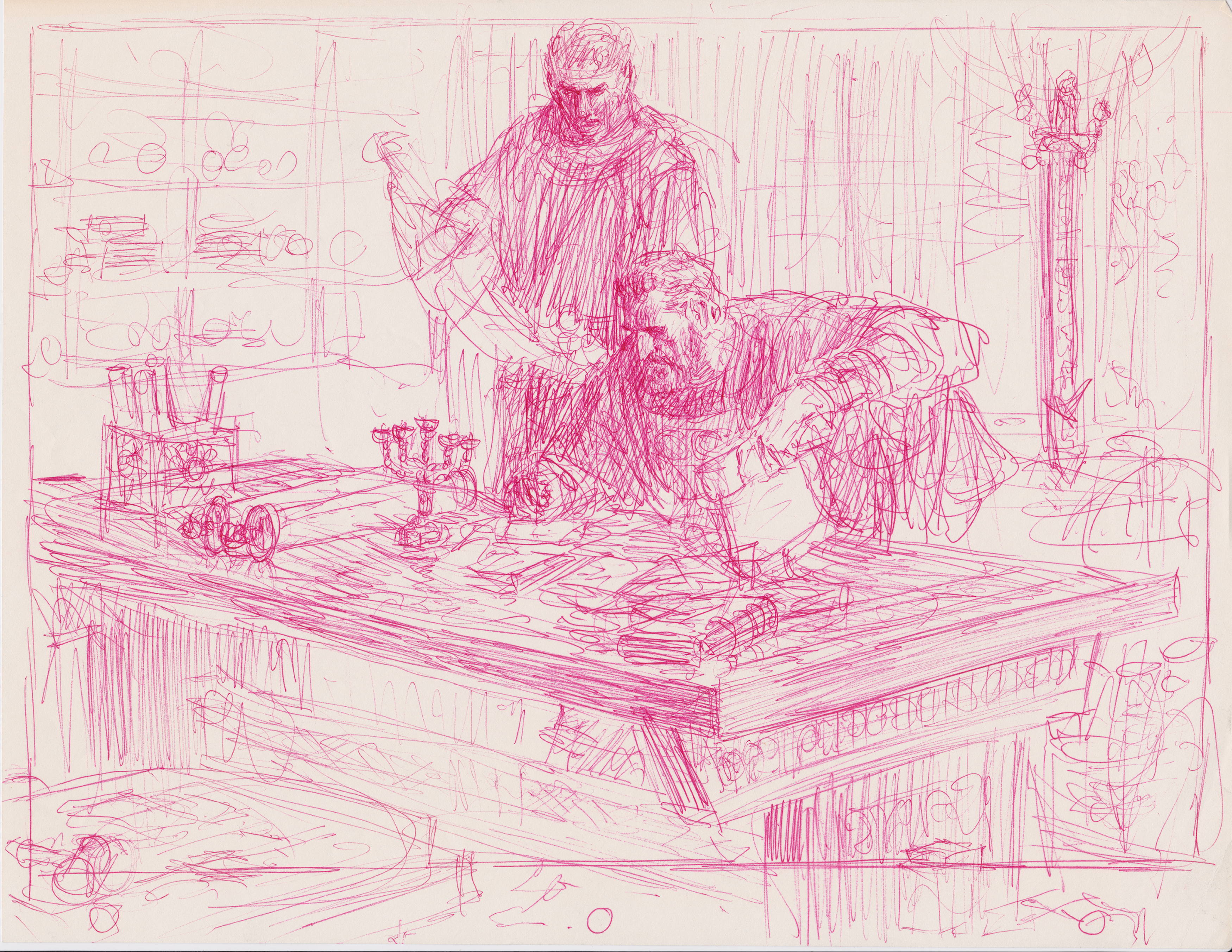 Sketch of “Mormon and Moroni Compiling the Record”