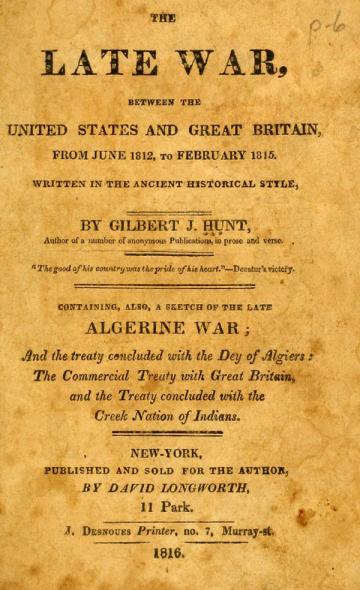 Book cover of The Late War Between the United States and Great Britain Book cover of The Late War Between the United States and Great Britain