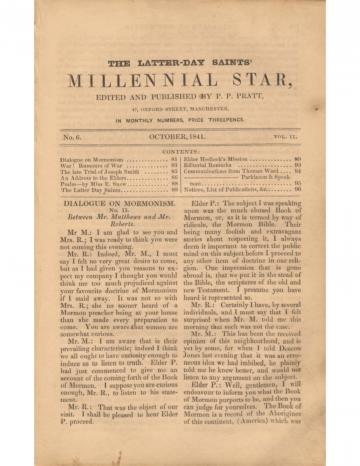 The Latter-Day Saints' Millennial Star 2, No. 6 (October 1841) | Book ...