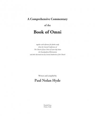 A Comprehensive Commentary of the Book of Omni A Comprehensive Commentary of the Book of Omni