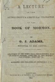 Book cover of A Lecture on the Authenticity and Scriptural Character of the Book of Mormon