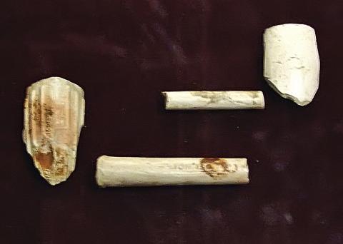 Discarded pipes found during the archaeological dig of the ashery. They could have been thrown away at the time section 89 was revealed. Taken in 2005.