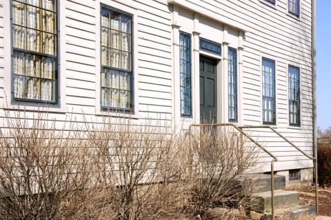 Front door of the Johnson home, traditionally thought to be where the mob pulled Joseph to be tarred and feathered. Taken in 2009.
