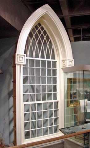 Original window from the Kirtland Temple, likely made by Brigham and Joseph Young. Taken in 2004.