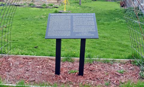 Interpretive panel at Webster, IL interpreting the site's history. Taken in 2015.